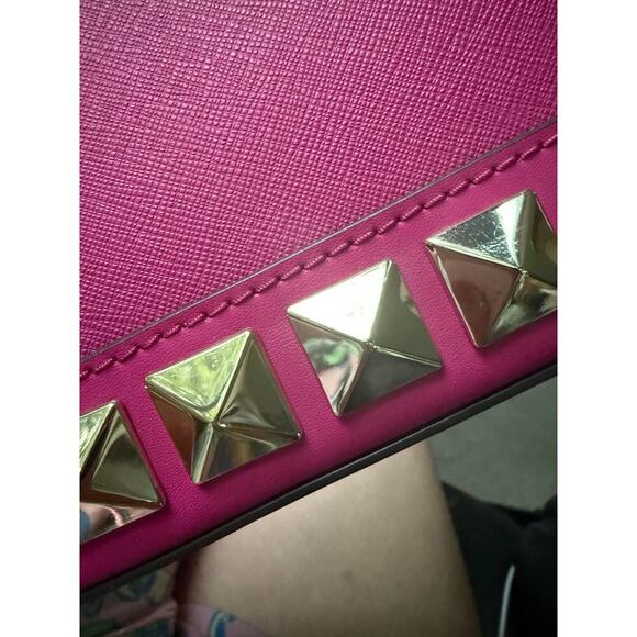 Michael Kor Jet Set Charm wild Berry studded pink purse New - Picture 7 of 12